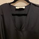 Ramy Brook  Black Silk Short Sleeve V-Neck Top Size M Made In USA Photo 2