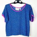 Oscar de la Renta MISS O By  x Neiman Marcus 100% Silk Blue Confetti Top, Small Photo 0