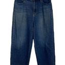 Uniqlo High Rise Wide Straight Leg Dark Wash Frayed Bottom Short  Jeans 32 Photo 0