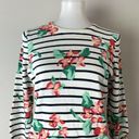 Lands'End  Striped Floral Print Pullover Sweater Photo 1