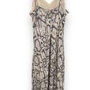 Olivaceous  tan snakeskin print spaghetti strap slip cocktail Y2K midi dress L Photo 2