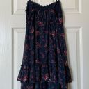 Confess Navy Ruffled Lined Floral Spaghetti Strap Babydoll Empire Waist Mini Sundress Photo 3