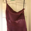 Bebe  Purple Plum One Shoulder Satin Stripe Asymmetrical Retro Size Small Dress Photo 11