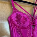 Victoria's Secret  Hot Pink Lace Mesh Corset Size 34B New Photo 1