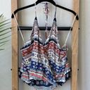 Stella Laguna Beach  Coastal Mixed Print Boho Halter Tie Crop Top Photo 6