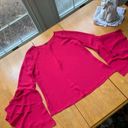 Kay Celine  Jessalyn Blouse Flounce Sleeve Casual Vacation Top Fuchsia, Size M Photo 3