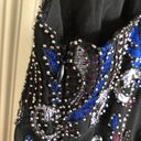 Francesca's NWT Francesca’s Celeste Black Blue Beaded Mini Dress Size M Photo 10