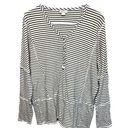 Edge Sundance V-Neck Striped Drop Sleeve Cotton Top Reverse Seam Raw  Sz L Photo 0