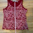 Tommy Hilfiger  XLarge Cranberry Paisley Tank with Buttons in front Photo 7