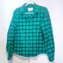 Filson Alaskan Guide Green Plaid Women Flannel Short Jacket Shacket Button Down Size L Photo 0