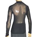 Babaton  Women’s Size M Black Fine Mesh Semi Sheer Long Sleeve Mock Turtleneck Photo 3