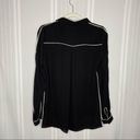 T Tahari  Tyra Contrast Piping Blouse Black White Photo 10