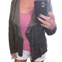 Elan  Women's Brown Faux Leather Jacket Drape Collar Wrap Jacket Size Medium Photo 3