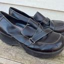 Vintage 90s Y2K LEI Brown Chunky Platform Clogs Faux Strap Size 11 Photo 0