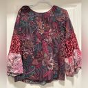 Johnny Was  Jade Toledo Tiered Long Sleeve Silk Printed Blouse - size M Photo 4