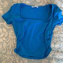 ZARA Blue Ruched Crop Top Photo 0