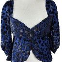 NBD Revolve  Leopard Textured Sweetheart Neckline Puff Sleeve Crop Blouse Small Photo 0