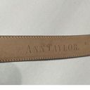 Ann Taylor  Brown Italian Leather Belt thin snake embossed Brass women’s Sz S Photo 3