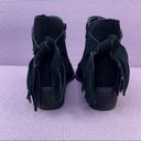 American Eagle  Outfitters Tassel Back Suede Ankle Boots Black 6 Photo 4