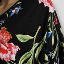 Carmen Marc Valvo Carmen Marc Volvo Black Floral Dolman Short Sleeve Oversized T-Shirt Size XS Photo 2