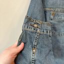 CAbi  Women’s Blue Denim Long Sleeve Ornate Button Up Jean Jacket Medium Photo 4