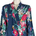 Johnny Was  Evelyn Silk Sleep Robe Floral Print Cozy Navy Blue Size XS Photo 4