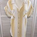 Thread and Supply  Linen Blend Button Down Shirt Tan/White-Large Photo 0