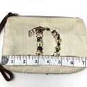 Anthropologie Miss Albright Initial D Jeweled Sequins Canvas Tweed Wristlet Photo 2