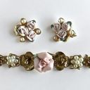 The Bar Vintage 1928 Brooch & Earrings Pink Porcelain Rose Victorian Revival Photo 0