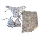 Zaful  3 Piece NWOT String Tie Bikini & Coverup Animal Print Polka Dots Large Photo 1