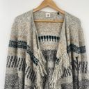 CAbi  Shetland Fringed Cardigan Sweater Open Front Longline Duster Gray Cream XXS Photo 3