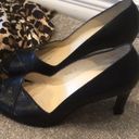 Ralph Lauren  size 7 black leather peep toe heels Photo 3