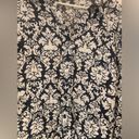 Brooks David  Womam Linen Blouse 2X Navy White Floral Vine Print 3/4 Sleeve Photo 3