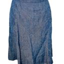 CAbi  100% Linen Skirt 8 A-Line Blue Chambray Patchwork High Waist Knee Length Photo 1