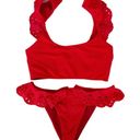 Beach Riot  Sport Red Ruffle Eyelet Bikini Bathing Suit Sz M Photo 8