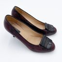 Longchamp  Women's Burgundy Red Snakeskin Embossed Logo High Heels Pumps 37 Photo 2