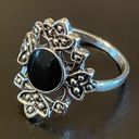 Onyx Vintage black  silver plated woman ring size 6.5 Photo 2