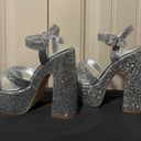 Bamboo Platform Silver Sparkly Heels Photo 3