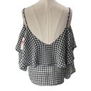 Ten Sixty Sherman  NORDSTROM Black & white Gingham Cold shoulder Blouse NEW large Photo 6