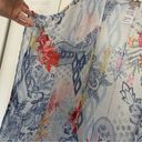 Chico's Chico’s Ikat Floral Ruana Wrap Sz S/M Linen Open Front Fringe Hem Photo 9