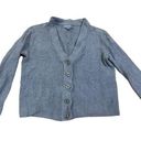 Barefoot Dreams  Cozychic lite cropped short line button down blue cardigan size Photo 0