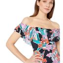 Trina Turk NEW  Multicolored Floral Ruffle Swimsuit Bathing Suit Off Shoulder 6 Photo 2