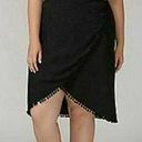 Lane Bryant  Women’s Faux Wrap Pom Pom Skirt Plus Size 24  Embroidered Black Photo 0