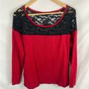 Torrid  Pullover Lace Yolk Sweater Red Black Size 0 / Large Photo 2