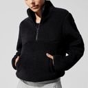 Alo Yoga Alo Shanti Half-Zip Sherpa Jacket Black Fuzzy Faux Fur Shearling Teddy Sweater Photo 1