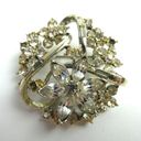 Coro Silver Tone Sparkly Rhinestone Flower Floral Cluster Brooch Pin Vintage Photo 0