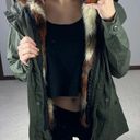 American Eagle : Olive Green Faux Fur Canvas Coat Photo 0