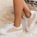 Soda Raffia Side Panel Lace Up Sneakers Photo 0