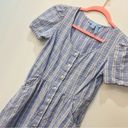 Draper James  Dress Blue Plaid Button Down Linen Blend Cottagecore size 2 Photo 3