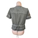 BCBGMAXAZRIA  Military Green Button Down Short Sleeve Blouse Women’s Size Medium Photo 4